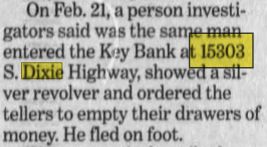 Dixie Drive-In Restaurant - Mar 2002 Key Bank Robbed